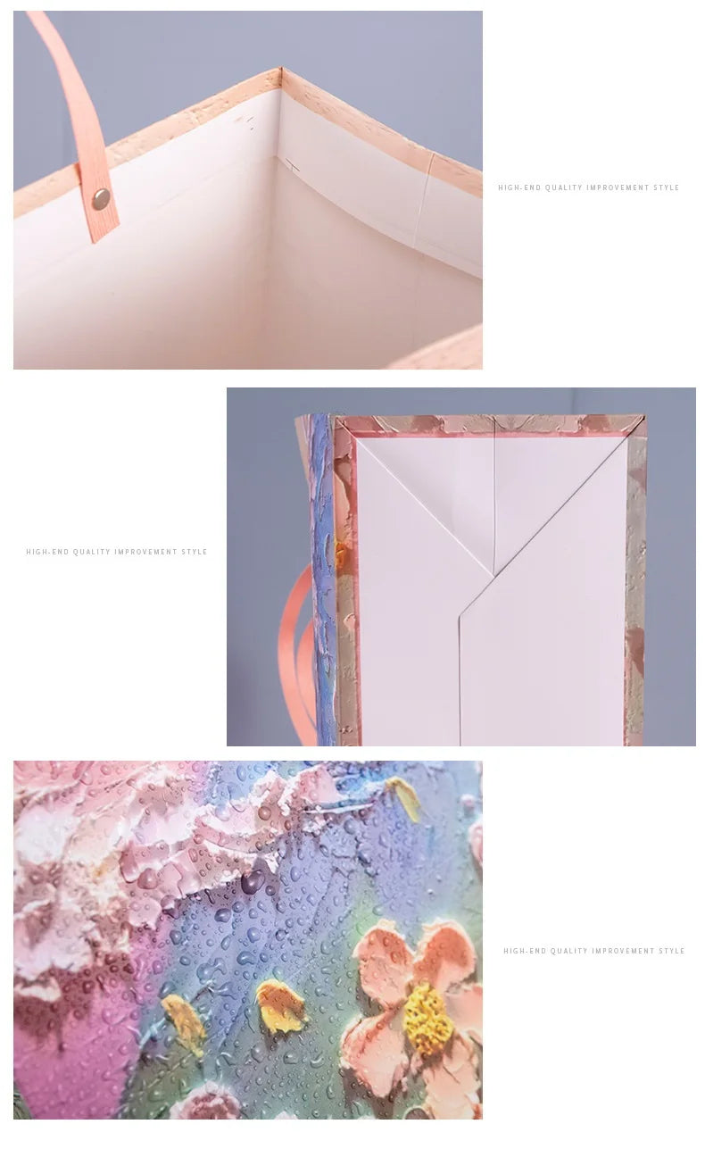 Bolsa de Regalo con Diseño Floral de Pintura al Óleo 🎨💐