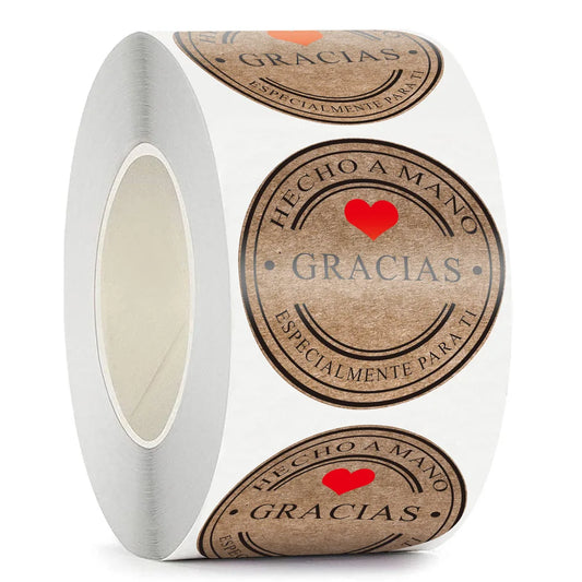 Stickers “Gracias” en Papel Kraft