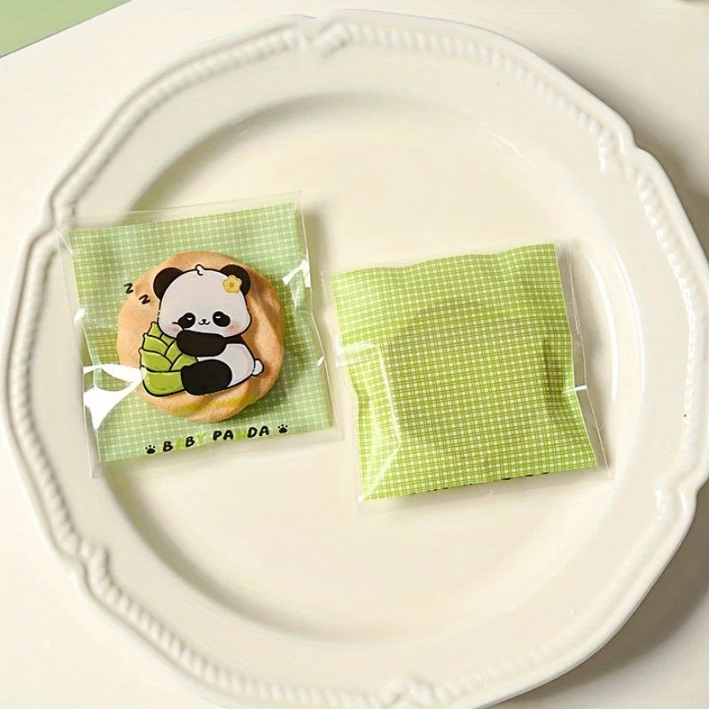 100Pcs Bolsas Autoadhesivas con Diseño de Panda  🐼🍪