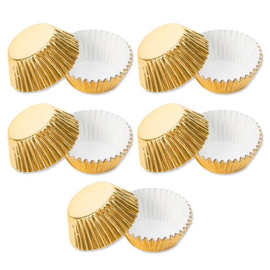 🧁Set 100 Moldes de Papel Dorados