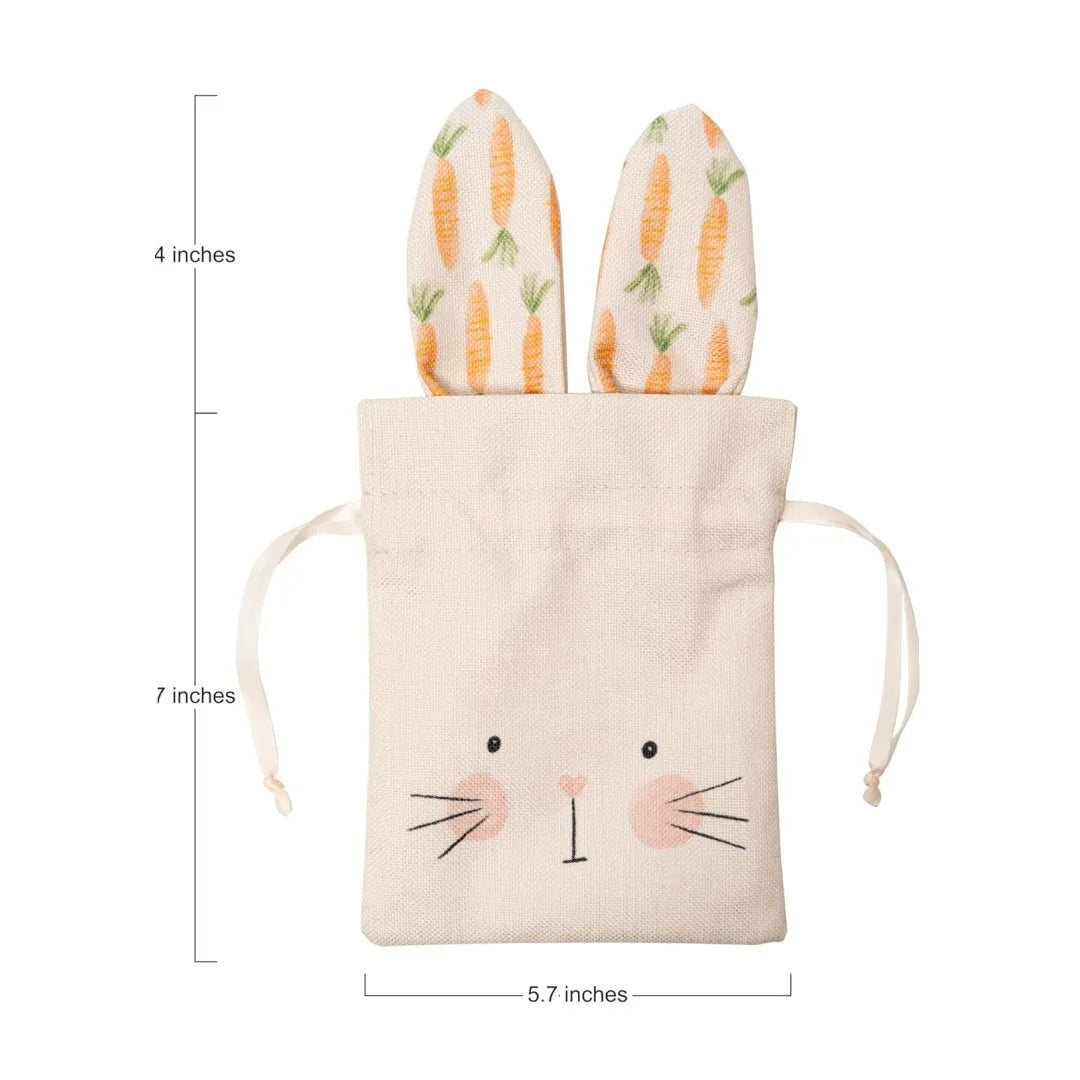 Set de 6 Bolsas de Yute Beige con Diseño de Conejito