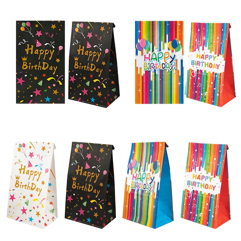 10Pcs Bolsas de Papel Kraft Coloridas "Happy Birthday" 🎉🎁
