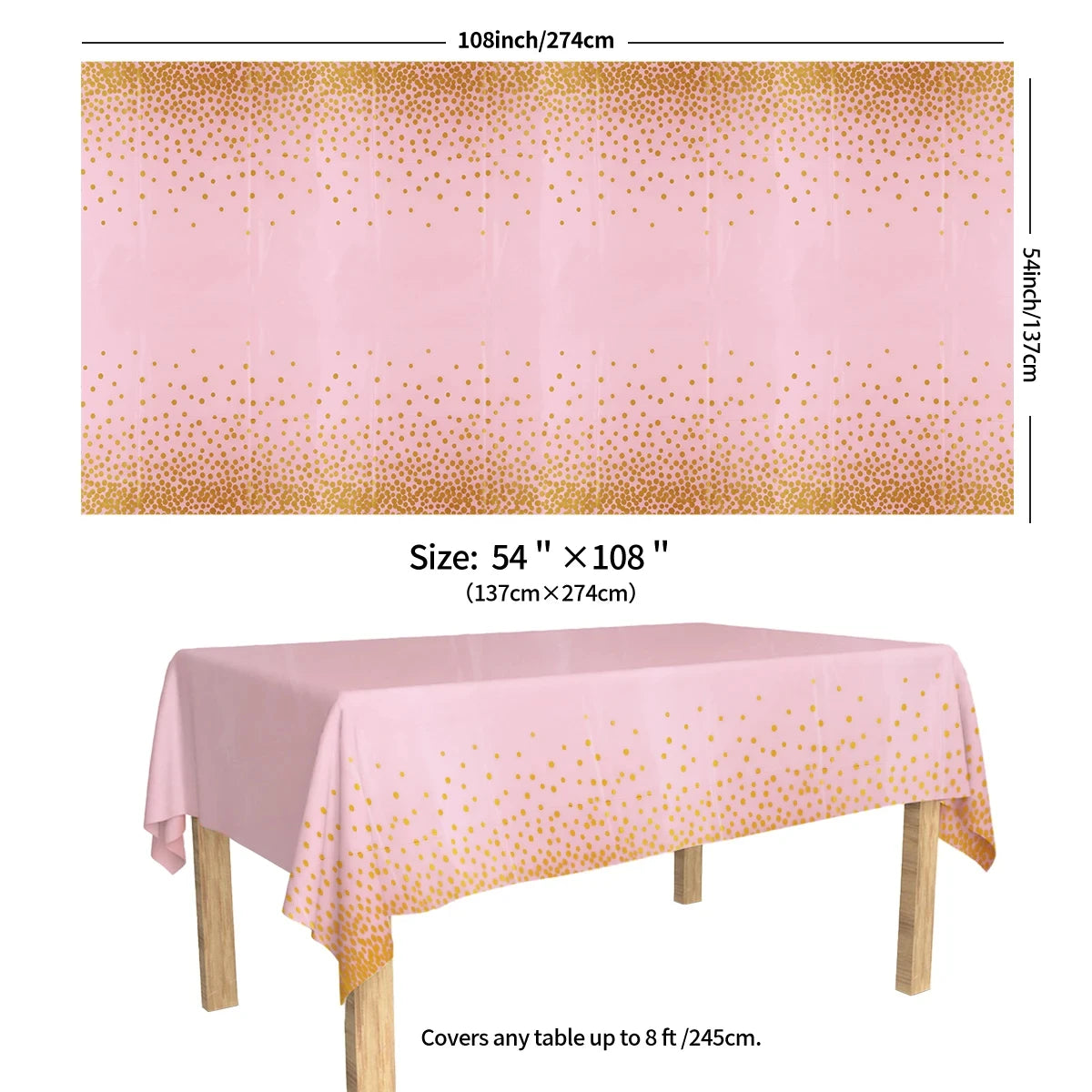 🩷💛Set de Fiesta Desechable – Rosa con Puntos Dorados