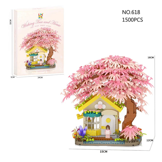 Bloques de Construcción Sakura Blossom - Casa Amarilla 🌸🟡