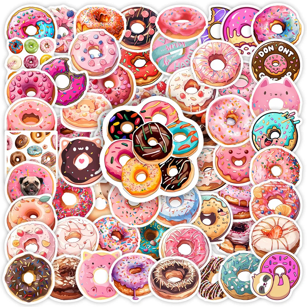 🍩 Stickers “Donut Splash” – Calcomanías Impermeables para DIY