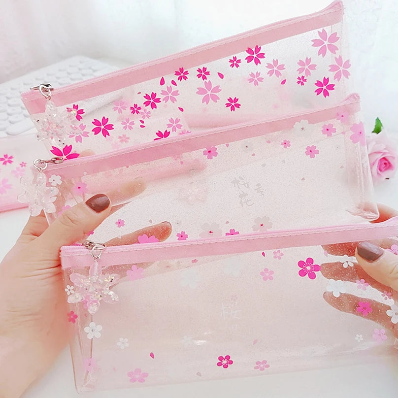 Estuche Transparente Sakura 🎒🌸✏️