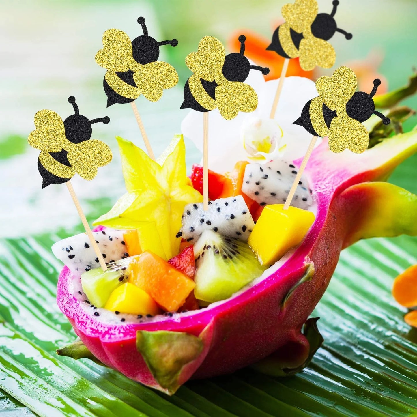 🐝 Set de 10 Topper de Cupcake "Bee Party"
