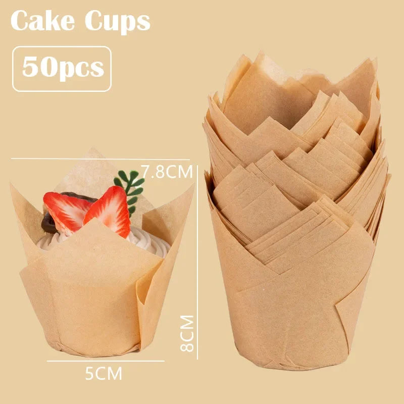 Set 50 Moldes papel Tulipán para Cupcakes 🧁🌷