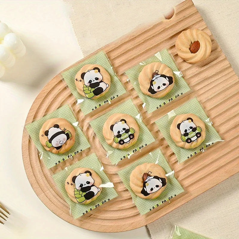 100Pcs Bolsas Autoadhesivas con Diseño de Panda  🐼🍪