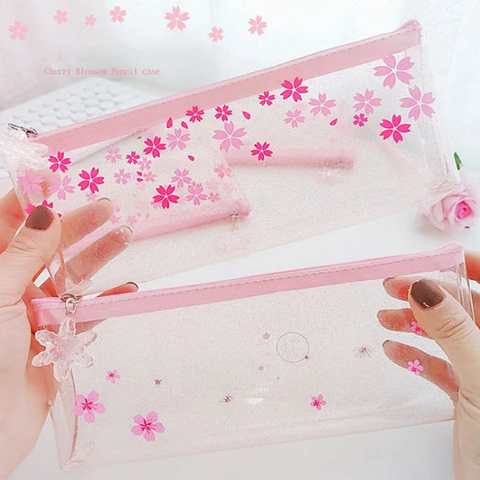 Estuche Transparente Sakura 🎒🌸✏️