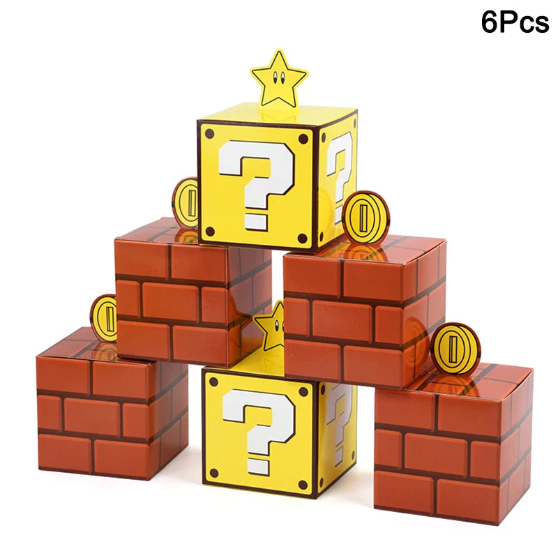 6Pcs Cajas de Regalo – Tema de Videojuegos para Fiestas Infantiles 🎮🎁