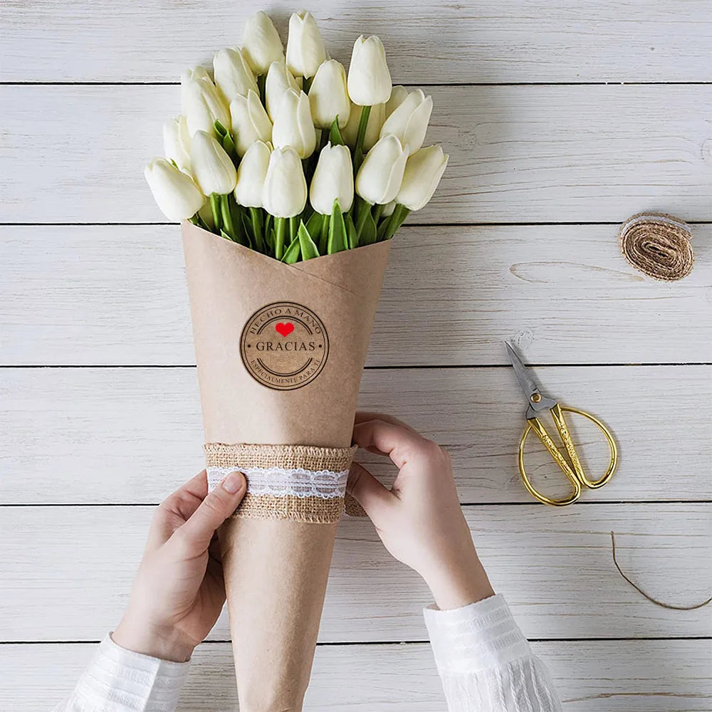 Stickers “Gracias” en Papel Kraft