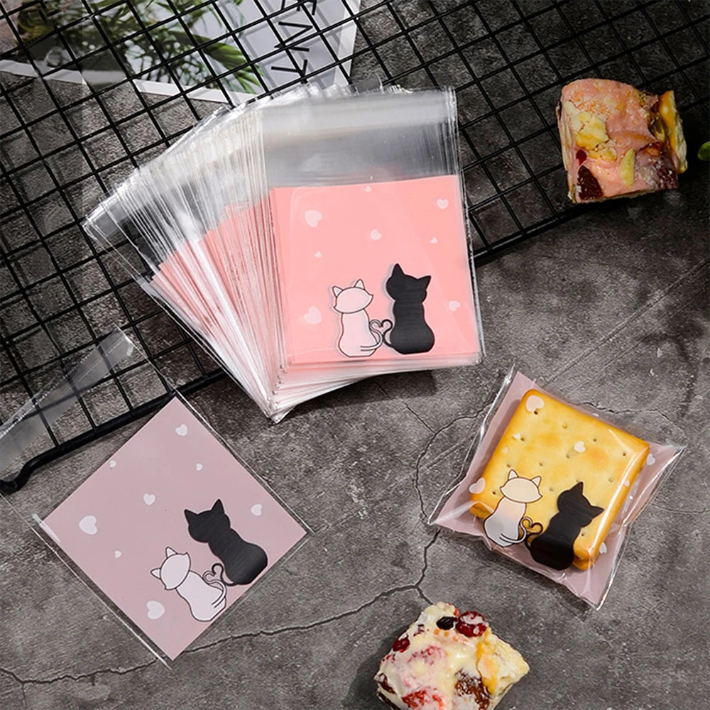 100Pcs Bolsas Autoadhesivas con Diseño de Gatos 🐱🎁