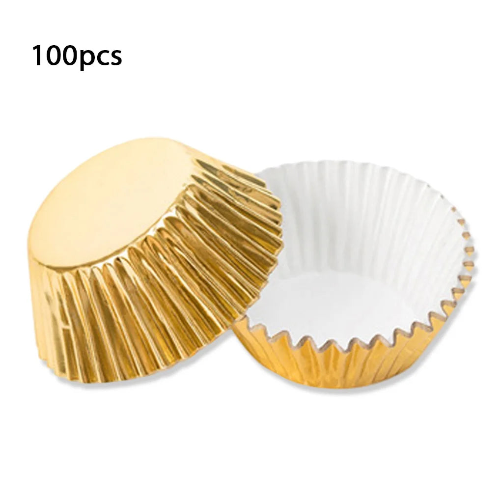 🧁Set 100 Moldes de Papel Dorados