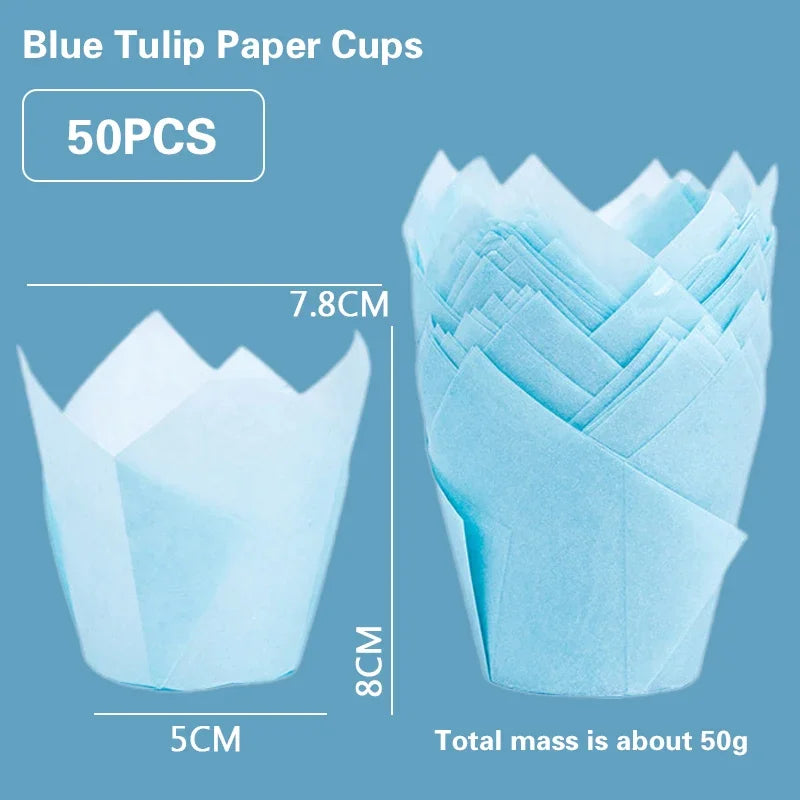 Set 50 Moldes papel Tulipán para Cupcakes 🧁🌷