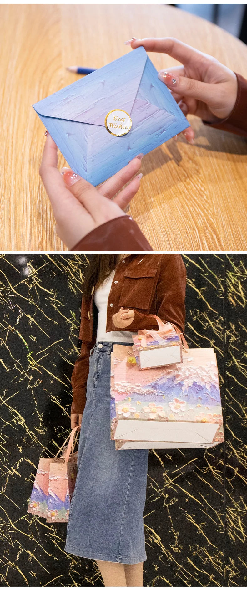 Bolsa de Regalo con Diseño Floral de Pintura al Óleo 🎨💐