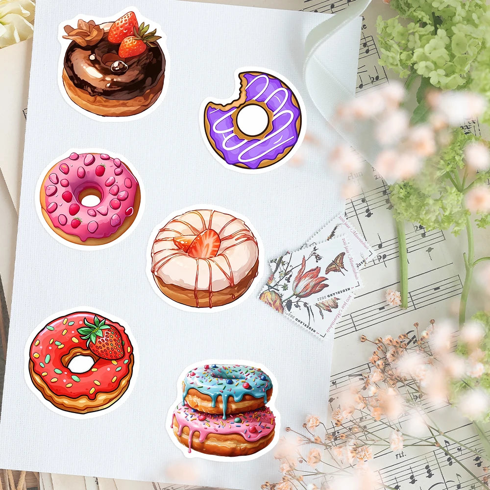 🍩 Stickers “Donut Splash” – Calcomanías Impermeables para DIY