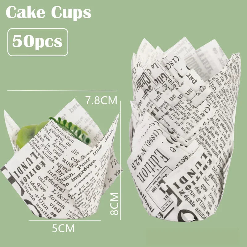 Set 50 Moldes papel Tulipán para Cupcakes 🧁🌷