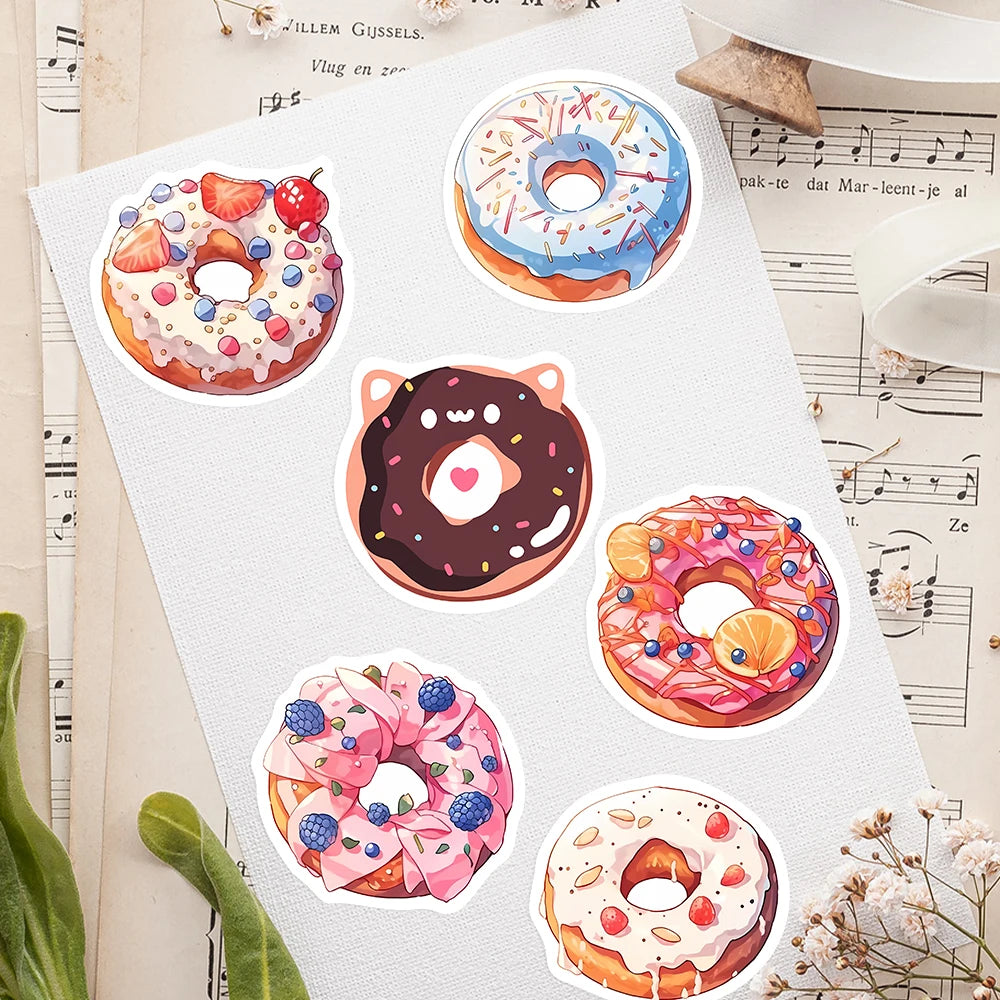 🍩 Stickers “Donut Splash” – Calcomanías Impermeables para DIY