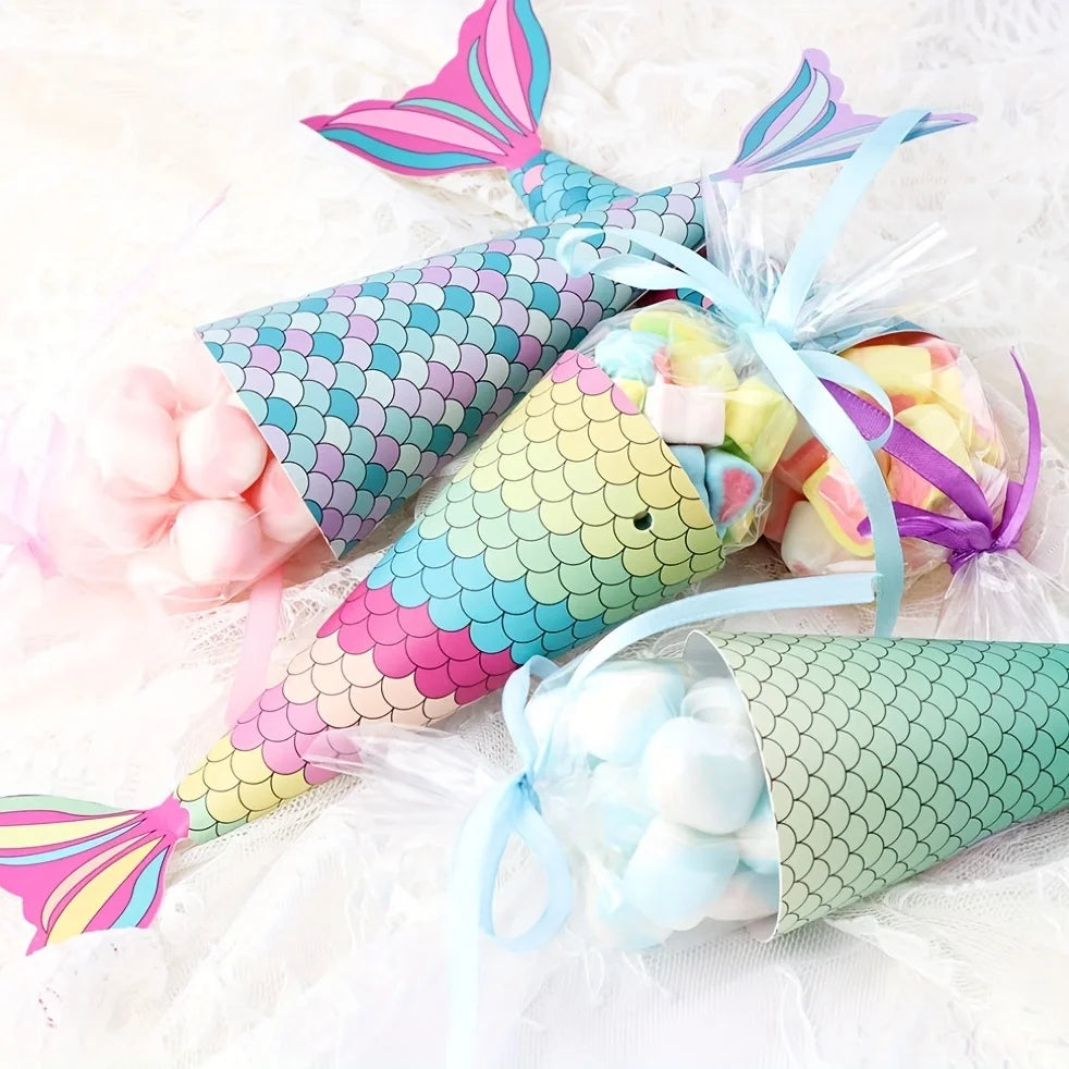 12Pcs Cajas de Dulces con Diseño de Sirena