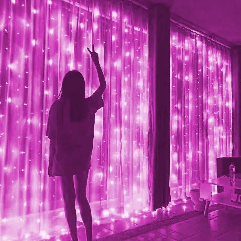 Cortina de luces LED de 600 bombillas