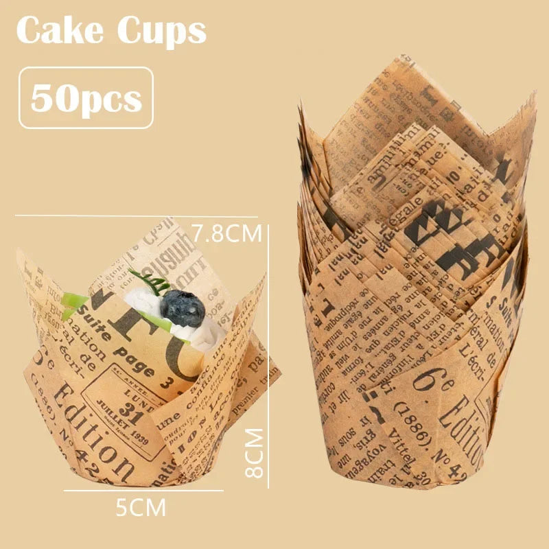 Set 50 Moldes papel Tulipán para Cupcakes 🧁🌷