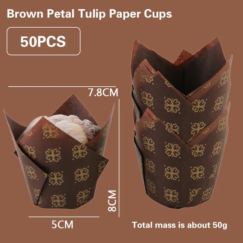 Set 50 Moldes papel Tulipán para Cupcakes 🧁🌷