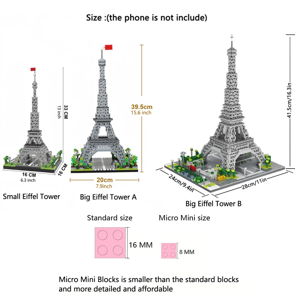 Mini Bloques de Construcción de la Torre Eiffel y escenarios de Francia 🏗️