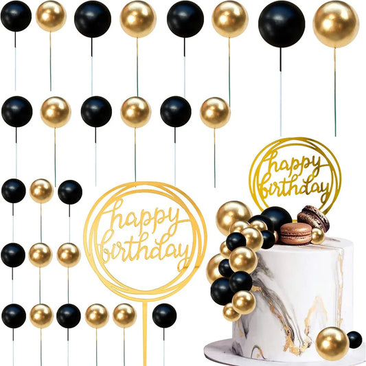 Set de Topper para Pastel (Perlas + “Happy Birthday”) 🍰
