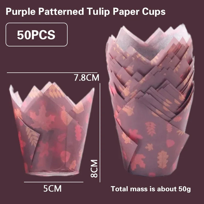 Set 50 Moldes papel Tulipán para Cupcakes 🧁🌷