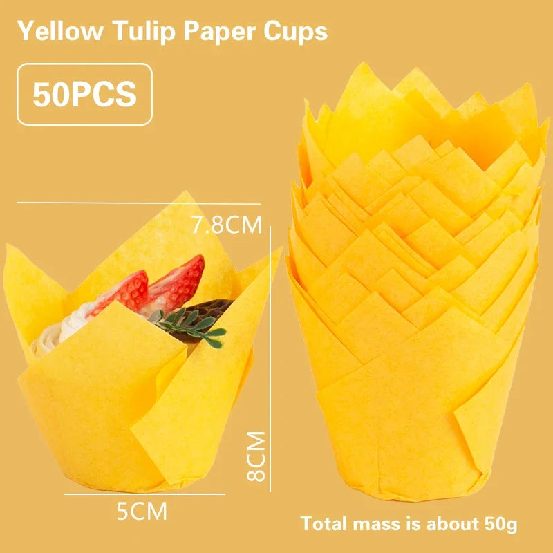 Set 50 Moldes papel Tulipán para Cupcakes 🧁🌷