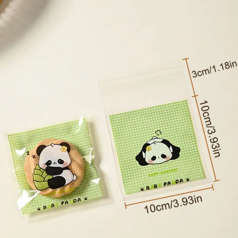 100Pcs Bolsas Autoadhesivas con Diseño de Panda  🐼🍪