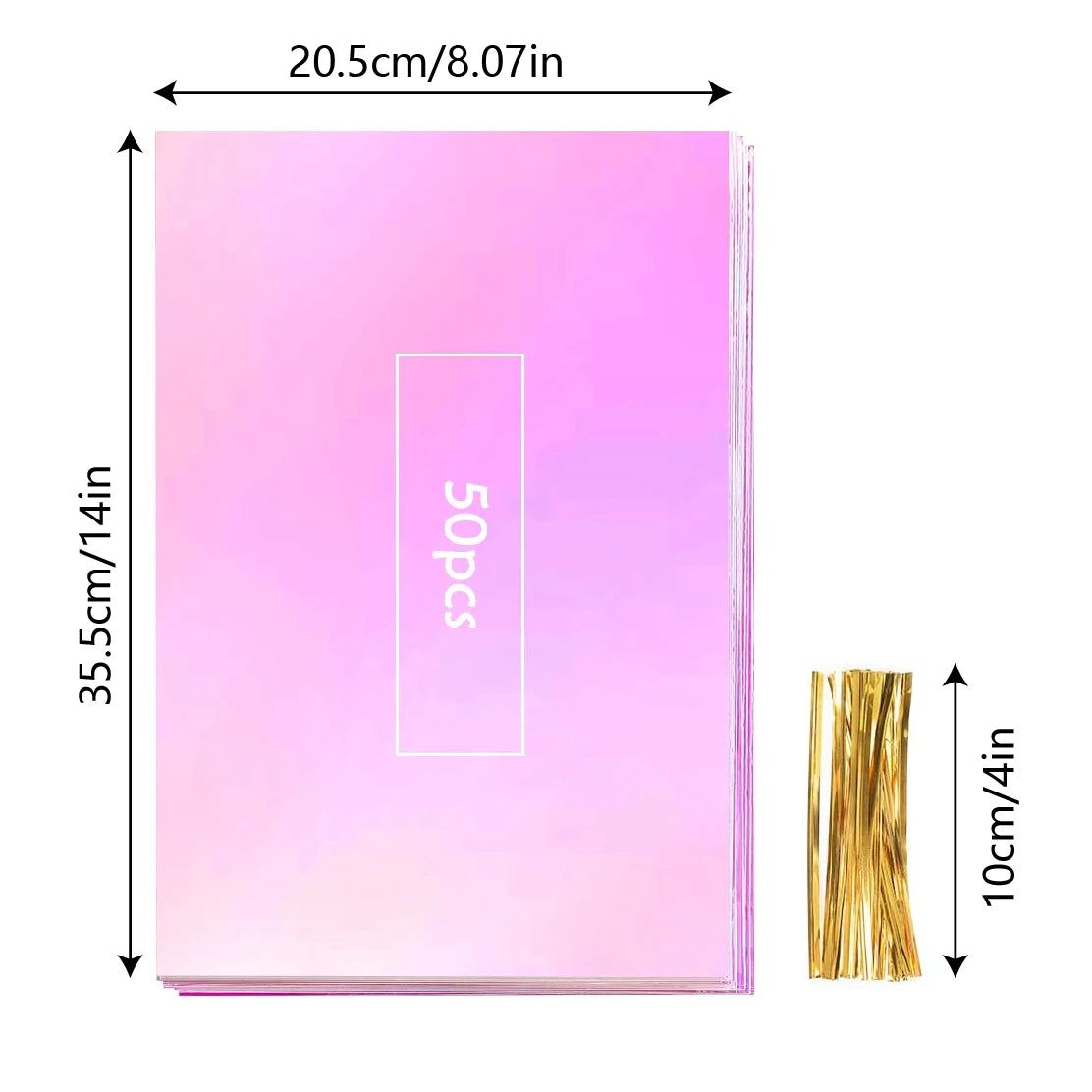 50Pcs Bolsas de Regalo con Película Iridiscente 🌈✨