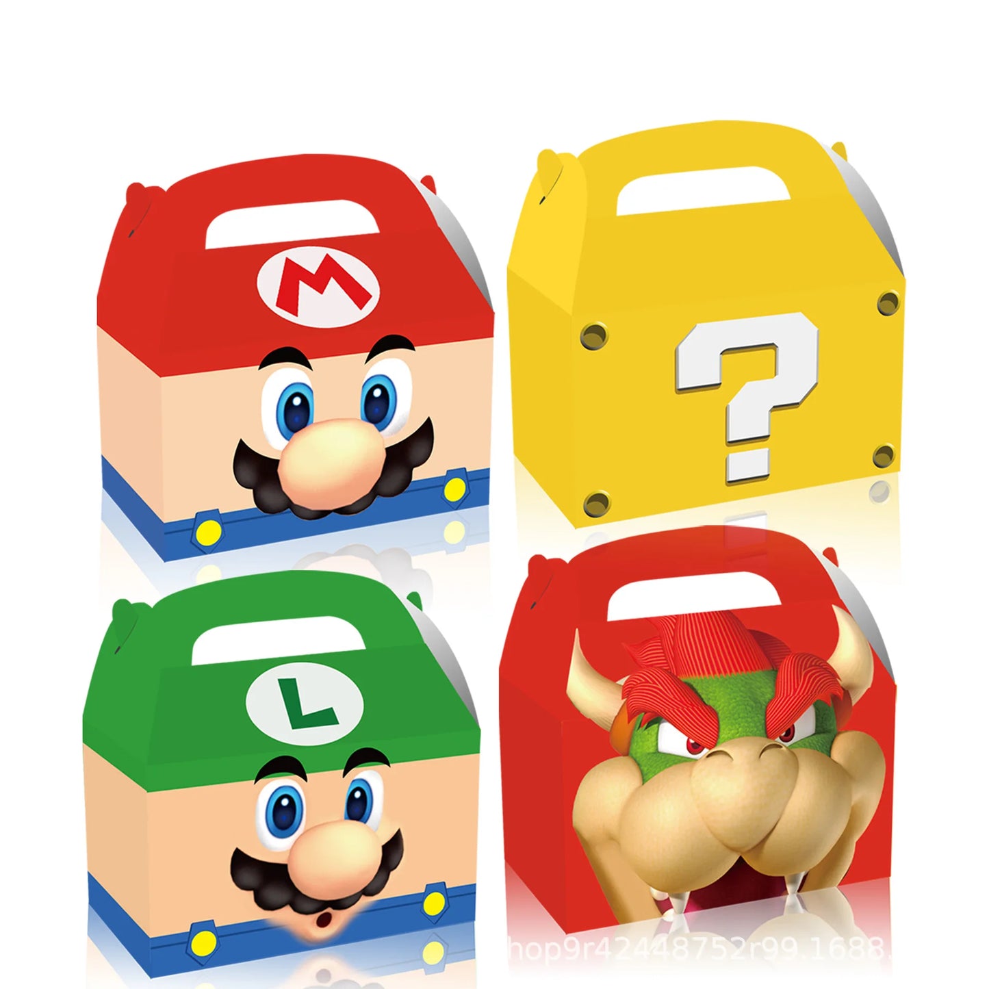 12Pcs Cajas de Regalo con Asa temática Mario Bros