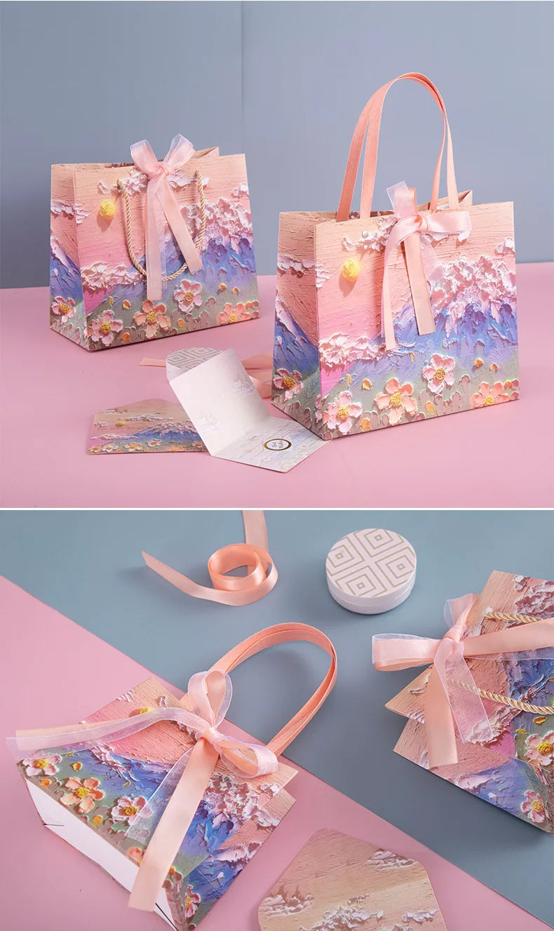 Bolsa de Regalo con Diseño Floral de Pintura al Óleo 🎨💐