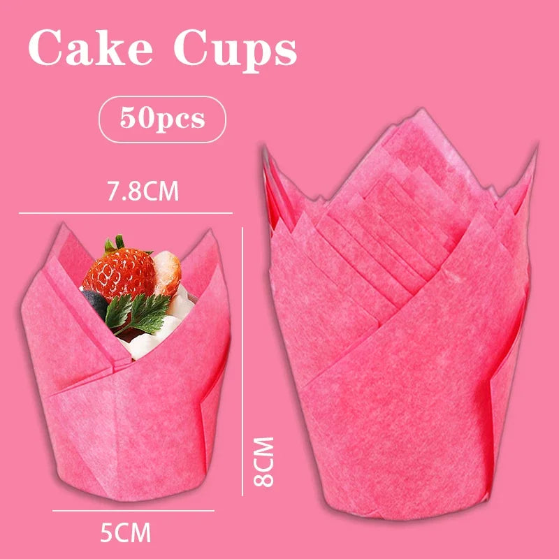 Set 50 Moldes papel Tulipán para Cupcakes 🧁🌷