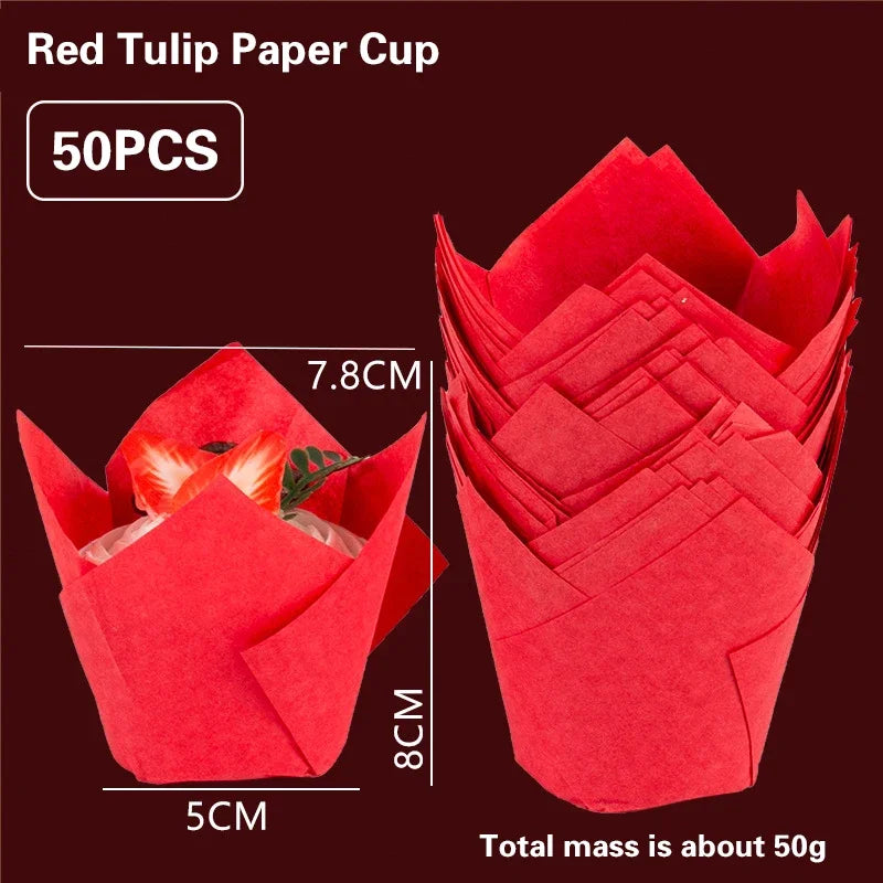 Set 50 Moldes papel Tulipán para Cupcakes 🧁🌷