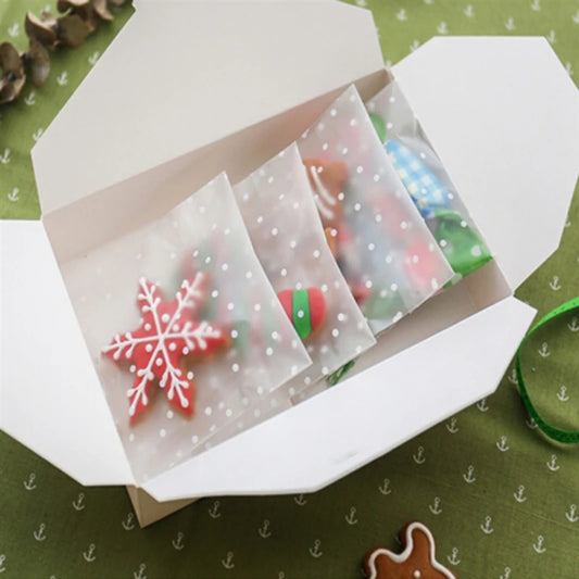 100Pcs Bolsas Transparentes con Puntos Blancos – Autoadhesivas para Dulces y Galletas 🎉🍪