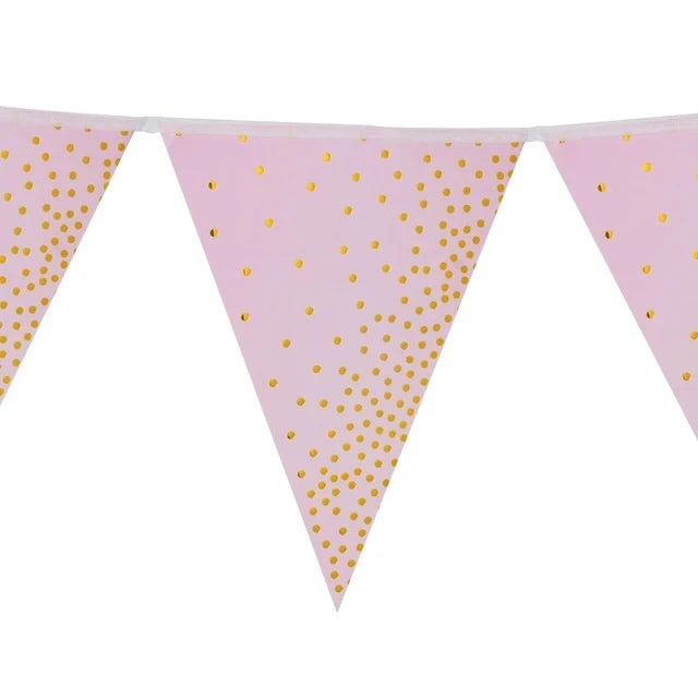 🩷💛Set de Fiesta Desechable – Rosa con Puntos Dorados