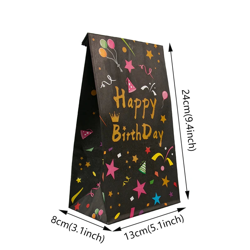 10Pcs Bolsas de Papel Kraft Coloridas "Happy Birthday" 🎉🎁