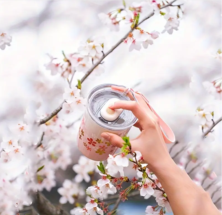 🌸 Vaso Termico De Sakura – Travel Mug ☕✨
