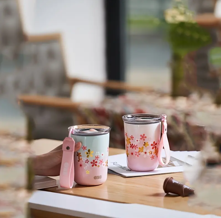 🌸 Vaso Termico De Sakura – Travel Mug ☕✨