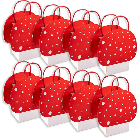 Set de 8 Bolsas de Regalo con Diseño de Hongo Rojo