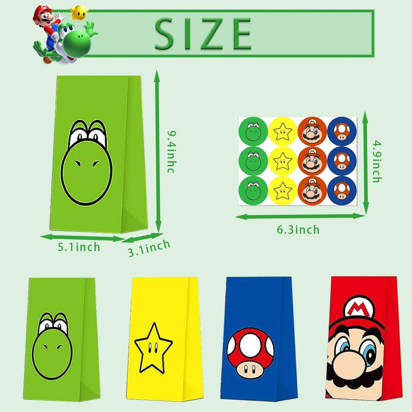 Bolsas de Regalo Temáticas de Super Mario🎮🫅🏻🍄