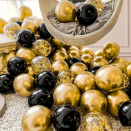 Set de Globos Negro y Dorado con Brillo (25 piezas) 🖤✨
