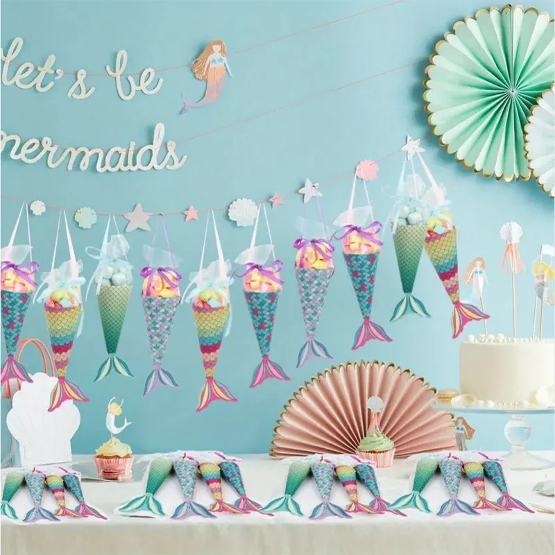 12Pcs Cajas de Dulces con Diseño de Sirena