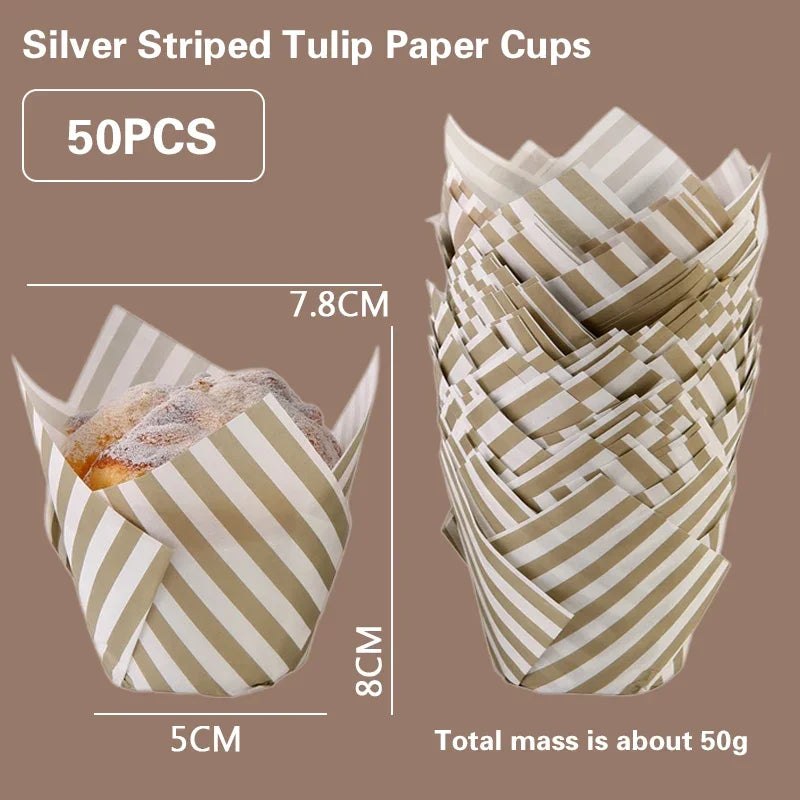 Set 50 Moldes papel Tulipán para Cupcakes 🧁🌷