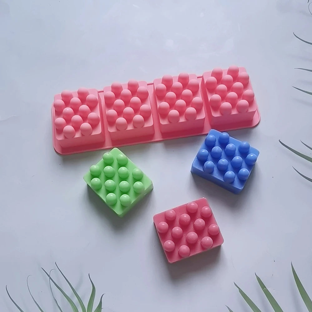 Molde de Silicona para Jabón de Masaje Cuadrado (4 Cavidades)