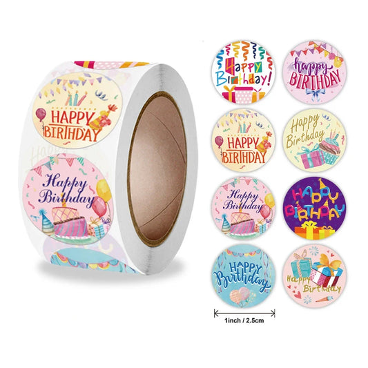 Stickers coloridos "Happy Birthday"