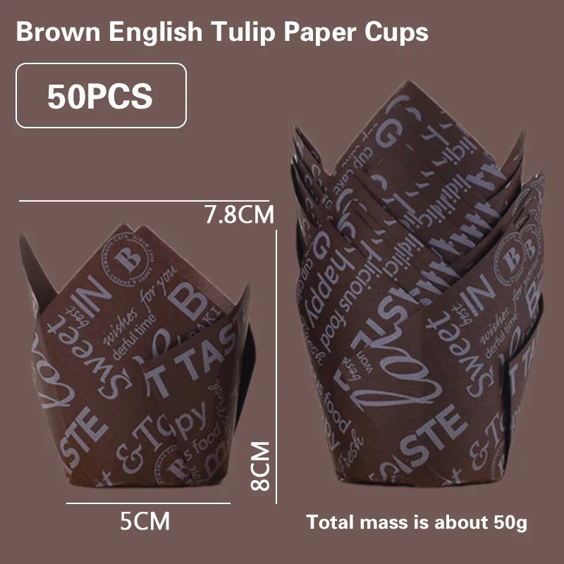 Set 50 Moldes papel Tulipán para Cupcakes 🧁🌷